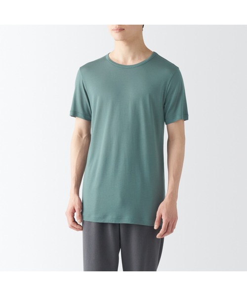 無印良品(ムジルシリョウヒン)の「紳士 ひんやりなめらか クルーネック半袖Tシャツ(インナーウェア/肌着・メンズ・ネイビー/ホワイト/スモーキーグリーン系/ブラック/グレー・XL/L/M/S/XS)」の4枚目の写真