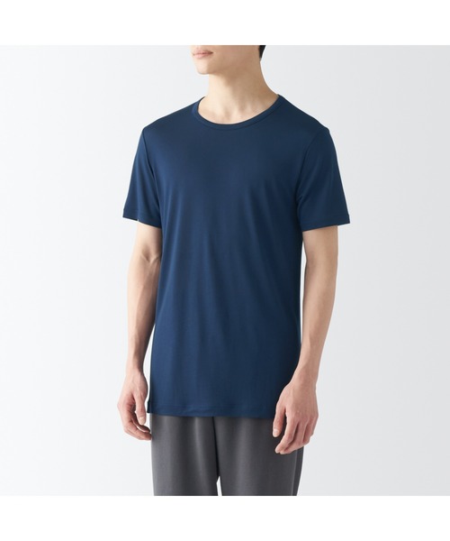 無印良品(ムジルシリョウヒン)の「紳士 ひんやりなめらか クルーネック半袖Tシャツ(インナーウェア/肌着・メンズ・ネイビー/ホワイト/スモーキーグリーン系/ブラック/グレー・XL/L/M/S/XS)」の5枚目の写真