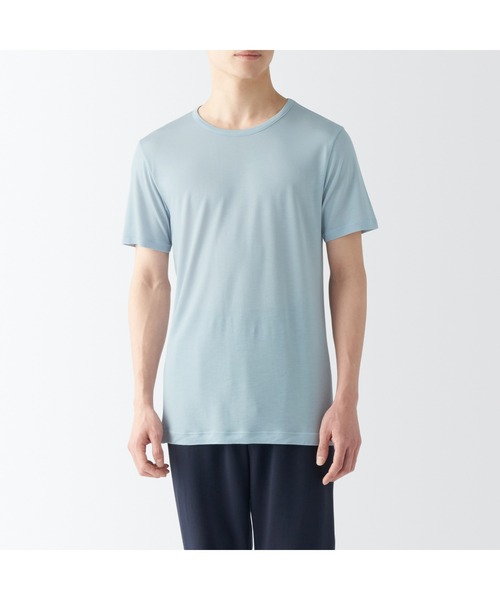 無印良品(ムジルシリョウヒン)の「紳士 ひんやりなめらか クルーネック半袖Tシャツ(インナーウェア/肌着・メンズ・ネイビー/ホワイト/スモーキーグリーン系/ブラック/グレー・XL/L/M/S/XS)」の3枚目の写真