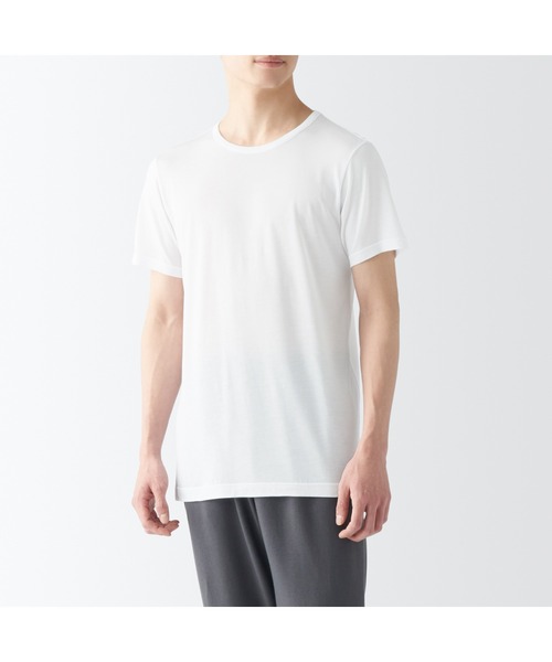 無印良品(ムジルシリョウヒン)の「紳士 ひんやりなめらか クルーネック半袖Tシャツ(インナーウェア/肌着・メンズ・ネイビー/ホワイト/スモーキーグリーン系/ブラック/グレー・XL/L/M/S/XS)」の1枚目の写真