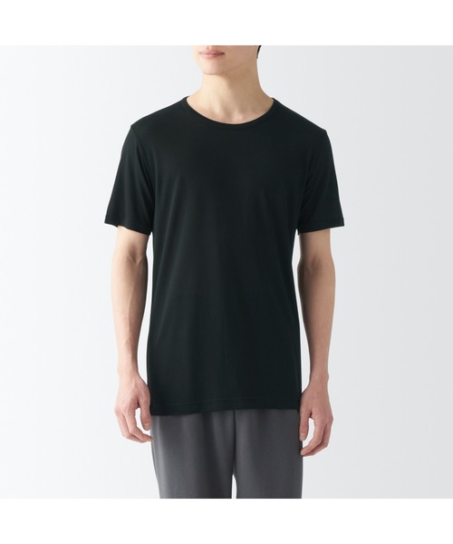 無印良品(ムジルシリョウヒン)の「紳士 ひんやりなめらか クルーネック半袖Tシャツ(インナーウェア/肌着・メンズ・ネイビー/ホワイト/スモーキーグリーン系/ブラック/グレー・XL/L/M/S/XS)」の2枚目の写真
