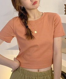 ショート丈tシャツ へそ出し 8色 夏