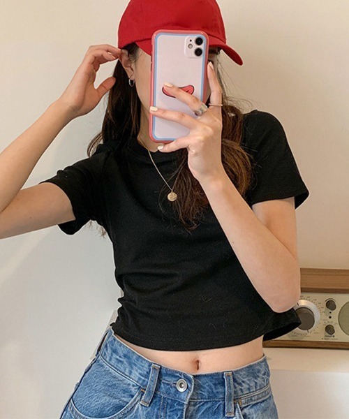 あおばくん着用 色違い Embryo グラフィックミニ丈tシャツ へそ出し セール】ショート丈tシャツ へそ出し 8色 夏（Tシャツ