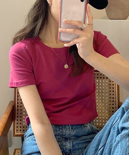 セール】ショート丈tシャツ へそ出し 8色 夏（Tシャツ