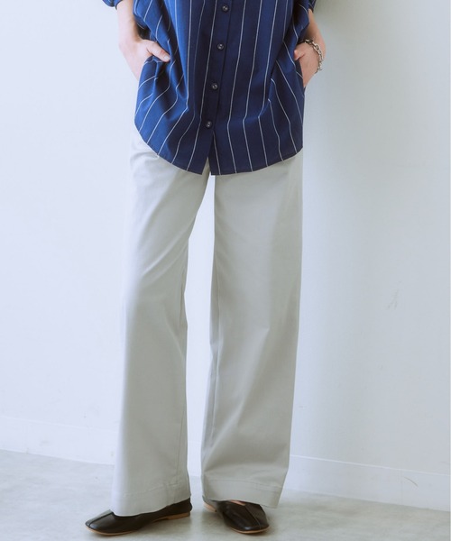 SMILE LAND（スマイルランド）の「<大きいサイズ> すごのびストレッチツイルカーブパンツ（ゆったりヒップ）（チノパンツ・レディース・ライトグレー/ブラック/ベージュ/グレー/カーキ系・LL/3L/4L/5L/L）」の7枚目の写真