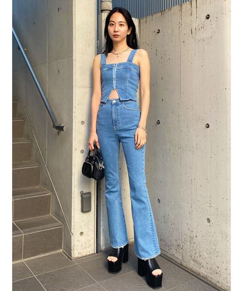 EMODA（エモダ）の「デニムフレアジップサロペット（サロペット