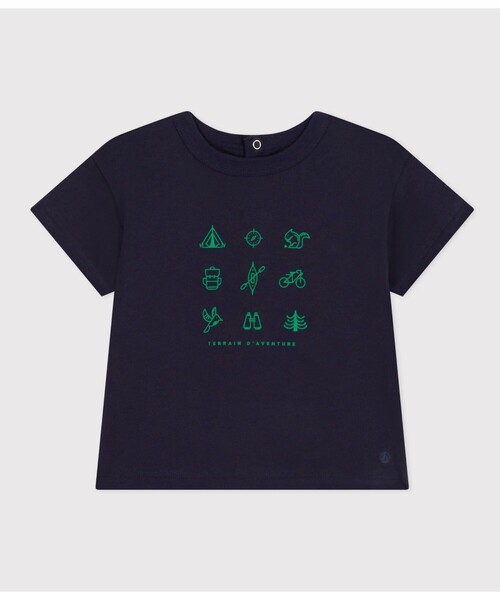 PETIT BATEAU(プチバトー)の「プリント半袖Tシャツ(Tシャツ/カットソー・キッズ・オフホワイト/ネイビー/ホワイト/ブルー系その他/イエロー・36MONTH/18MONTH/12MONTH/24MONTH)」の3枚目の写真