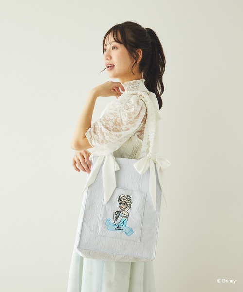 エルサ トートバッグ ヘアポニー リボン 戴冠式　DISNEY FROZEN エルサ アナと雪の女王 戴冠式 トートバッグ ディズニーストア