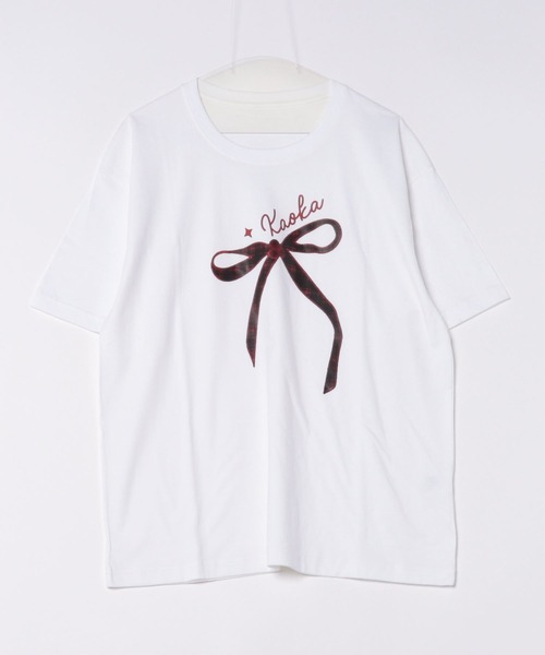 DIAVEL(ディアベル)の「韓国風 リボンデザイン半袖ビッグTシャツ(Tシャツ/カットソー・レディース・ホワイト/ブラック・M)」の11枚目の写真