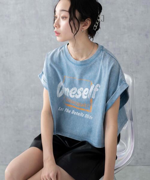 WEGO（ウィゴー）の「WEGO/ヴィンテージウォッシュロールアップショートTシャツ（Tシャツ/カットソー・レディース・スミクロ/グレー系その他/その他1/ブルー系その他・FREE）」の22枚目の写真