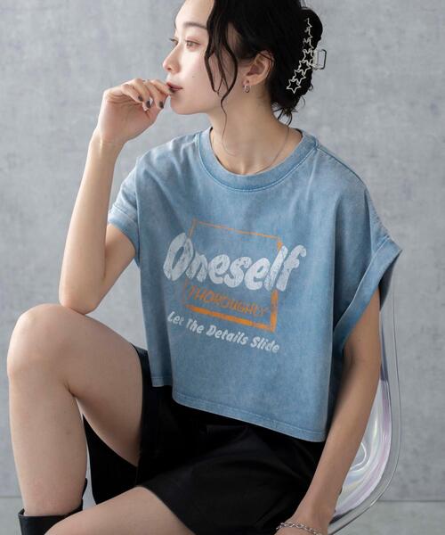 WEGO（ウィゴー）の「WEGO/ヴィンテージウォッシュロールアップショートTシャツ（Tシャツ/カットソー・レディース・スミクロ/グレー系その他/その他1/ブルー系その他・FREE）」の21枚目の写真