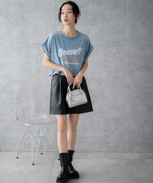 WEGO（ウィゴー）の「WEGO/ヴィンテージウォッシュロールアップショートTシャツ（Tシャツ/カットソー・レディース・スミクロ/グレー系その他/その他1/ブルー系その他・FREE）」の20枚目の写真