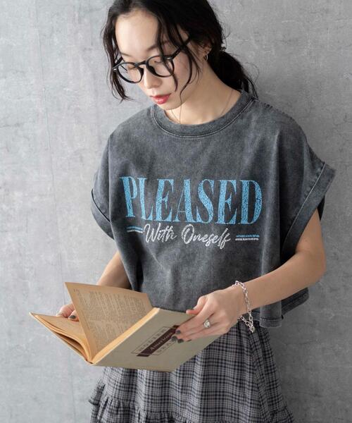 WEGO（ウィゴー）の「WEGO/ヴィンテージウォッシュロールアップショートTシャツ（Tシャツ/カットソー・レディース・スミクロ/グレー系その他/その他1/ブルー系その他・FREE）」の19枚目の写真