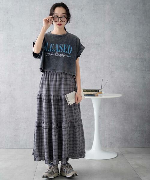 WEGO（ウィゴー）の「WEGO/ヴィンテージウォッシュロールアップショートTシャツ（Tシャツ/カットソー・レディース・スミクロ/グレー系その他/その他1/ブルー系その他・FREE）」の16枚目の写真