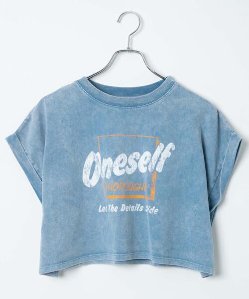 WEGO（ウィゴー）の「WEGO/ヴィンテージウォッシュロールアップショートTシャツ（Tシャツ/カットソー・レディース・スミクロ/グレー系その他/その他1/ブルー系その他・FREE）」の13枚目の写真