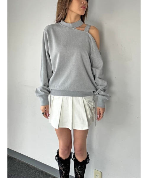 EGOIST（エゴイスト）の「カットアウトスウェットトップス（スウェット・レディース・ベージュ/ピンク/ブルー・FREE）」の6枚目の写真