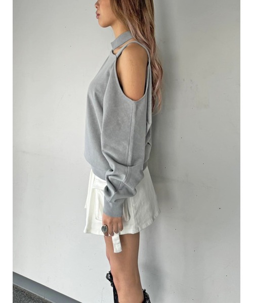 EGOIST（エゴイスト）の「カットアウトスウェットトップス（スウェット・レディース・ベージュ/ピンク/ブルー・FREE）」の7枚目の写真