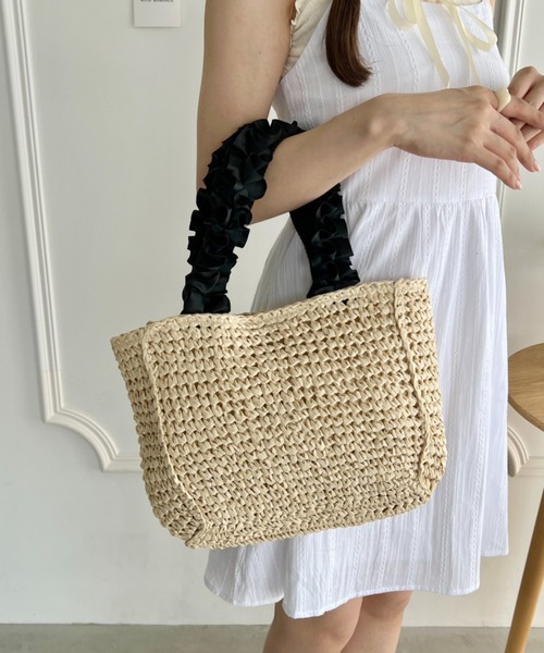 Loueme（ルエム）の「フリルハンドルかごバッグ（かごバッグ・レディース・ブラウン/アイボリー・FREE）」の9枚目の写真