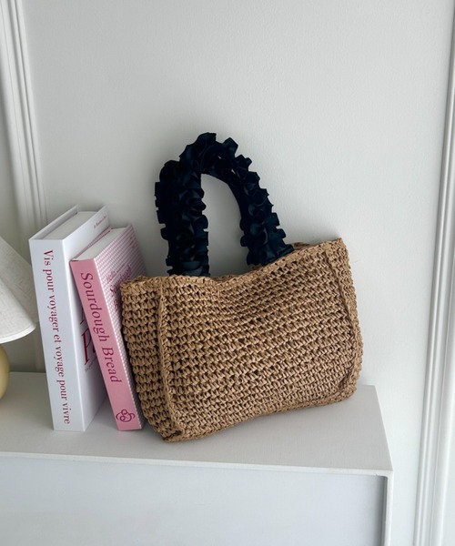 Loueme（ルエム）の「フリルハンドルかごバッグ（かごバッグ・レディース・ブラウン/アイボリー・FREE）」の8枚目の写真