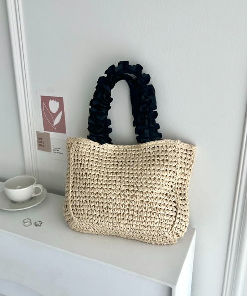 Loueme（ルエム）の「フリルハンドルかごバッグ（かごバッグ・レディース・ブラウン/アイボリー・FREE）」の11枚目の写真