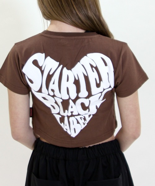 STARTER(スターター)の「STARTER ハートロゴ プリント チビTee / ショート丈 Tシャツ(Tシャツ/カットソー・レディース・ブラウン/ホワイト/ブラック・L/M)」の3枚目の写真