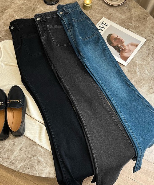 セール】ストレッチデニムフレアパンツ（デニムパンツ）｜SHEENA