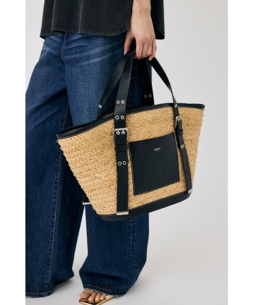 MOUSSY（マウジー）の「RAFFIA トートバッグ（かごバッグ・レディース・ベージュ・FREE）」の2枚目の写真