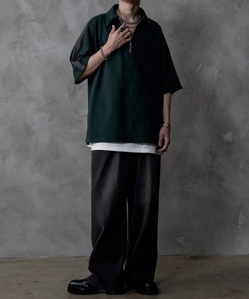 INTER FACTORY（インターファクトリー）の「ファッションインフルエンサー しの - Heavy Weight Cotton Half Zip Tee / ヘビーウェイトコットンハーフジップTシャツ　made in INTER FACTORY（Tシャツ/カットソー・メンズ・ホワイト/ブラック/グリーン・SMALL/LARGE/MEDIUM）」の15枚目の写真