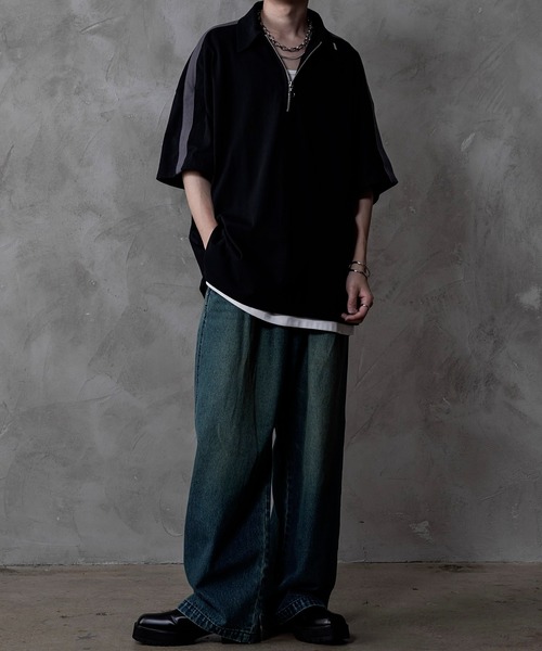 INTER FACTORY（インターファクトリー）の「ファッションインフルエンサー しの - Heavy Weight Cotton Half Zip Tee / ヘビーウェイトコットンハーフジップTシャツ　made in INTER FACTORY（Tシャツ/カットソー・メンズ・ホワイト/ブラック/グリーン・SMALL/LARGE/MEDIUM）」の10枚目の写真