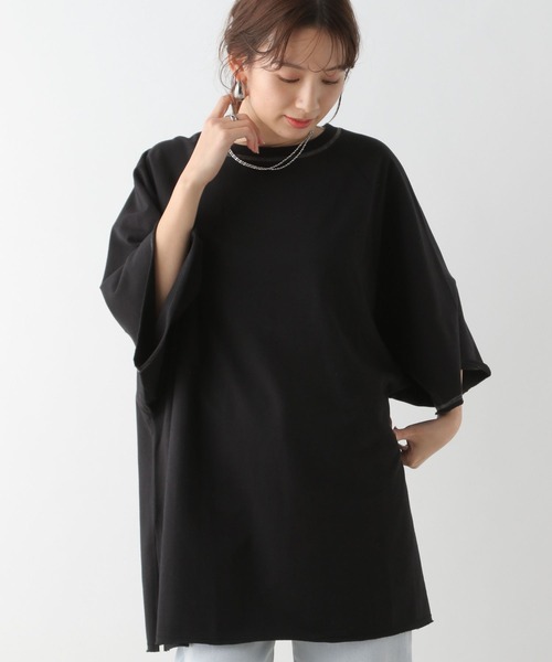 LEPSIM（レプシィム）の「ラグラン配色ステッチチュニック　115971（Tシャツ/カットソー・レディース・ブラック/オフホワイト/グレー/ライトブルー・FREE）」の3枚目の写真