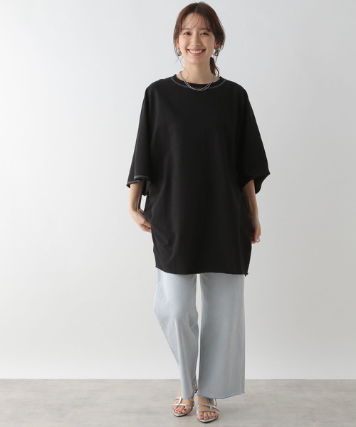 LEPSIM（レプシィム）の「ラグラン配色ステッチチュニック　115971（Tシャツ/カットソー・レディース・ブラック/オフホワイト/グレー/ライトブルー・FREE）」の17枚目の写真