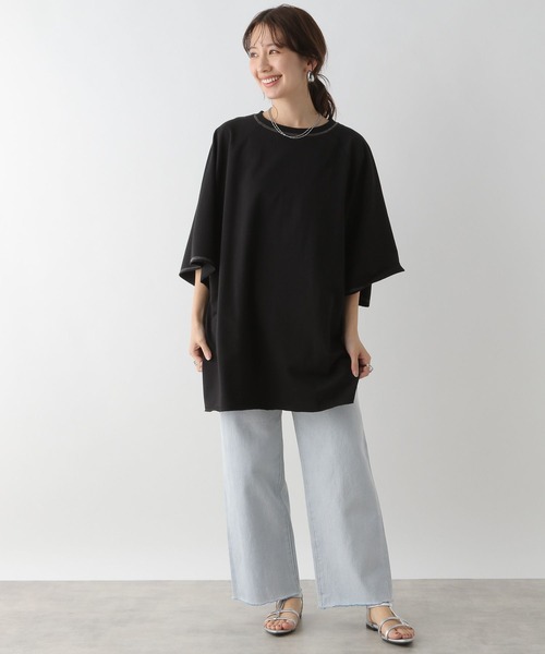 LEPSIM（レプシィム）の「ラグラン配色ステッチチュニック　115971（Tシャツ/カットソー・レディース・ブラック/オフホワイト/グレー/ライトブルー・FREE）」の16枚目の写真