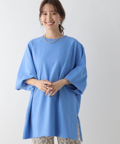 aページ セール】ラグラン配色ステッチチュニック 115971（Tシャツ