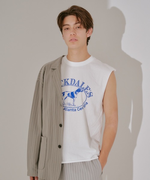 WHIMSIC（ウィムジック）の「【UNISEX】ロゴプリントスリーブレスTシャツ（ベスト・メンズ・ホワイト系その他/ブラック系その他/ホワイト系その他2/ブラック系その他2/ホワイト/ホワイト系その他3/ブラック/ブラック系その他3・FREE）」の3枚目の写真