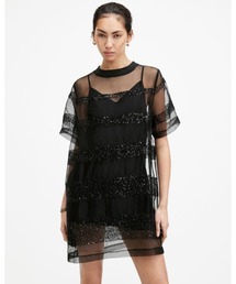 ALLSAINTS | IZABELA EMBELLISHED MESH MINI DRESS | IZABELA 刺繍 メッシュ ミニ ドレス・ワンピース(ワンピース)
