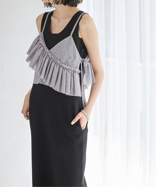 each（イーチ）の「チュールイレヘムキャミビスチェ（キャミソール・レディース・ライトグレー/ブラック/アイボリー/レッド・FREE）」の19枚目の写真