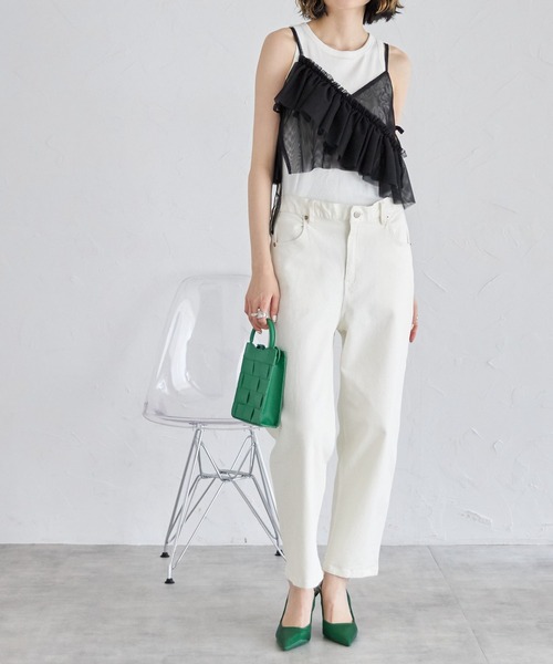 each（イーチ）の「チュールイレヘムキャミビスチェ（キャミソール・レディース・ライトグレー/ブラック/アイボリー/レッド・FREE）」の10枚目の写真