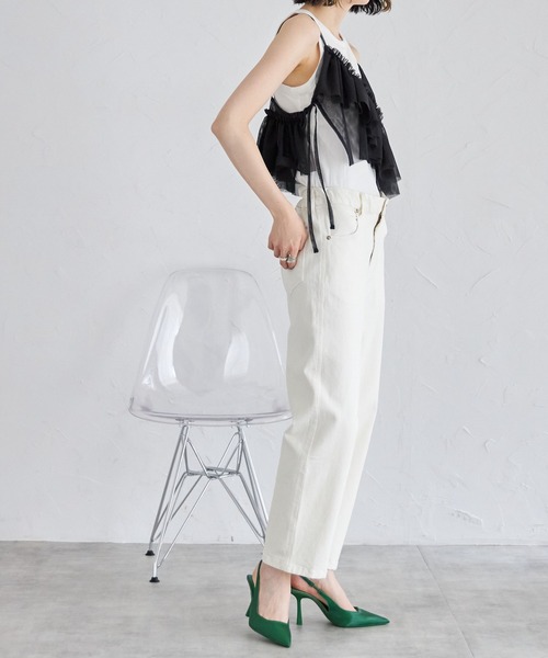 each（イーチ）の「チュールイレヘムキャミビスチェ（キャミソール・レディース・ライトグレー/ブラック/アイボリー/レッド・FREE）」の7枚目の写真