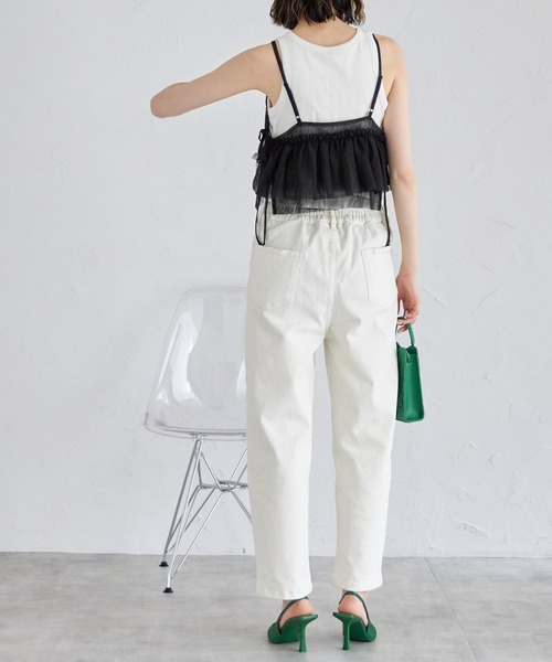 each（イーチ）の「チュールイレヘムキャミビスチェ（キャミソール・レディース・ライトグレー/ブラック/アイボリー/レッド・FREE）」の8枚目の写真