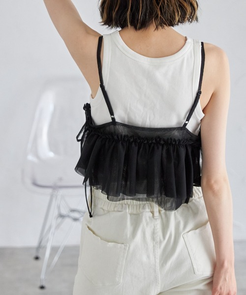 each（イーチ）の「チュールイレヘムキャミビスチェ（キャミソール・レディース・ライトグレー/ブラック/アイボリー/レッド・FREE）」の12枚目の写真