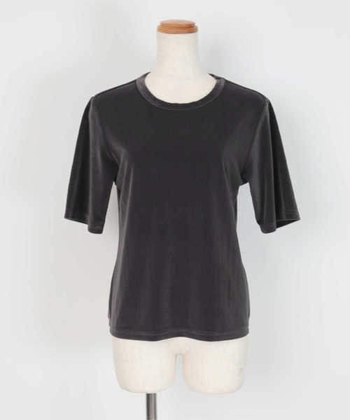 UR'S(ユアーズ)の「ベロアハーフスリーブTシャツ(Tシャツ/カットソー・レディース・チャコール/ダークブラウン/ピンク系その他/アイボリー・S/M/L)」の16枚目の写真