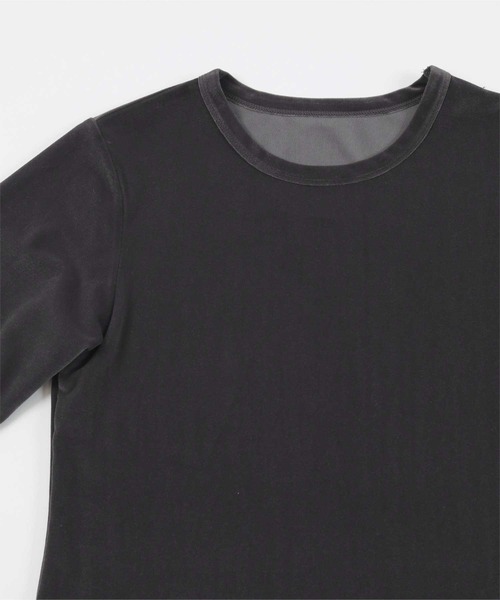 UR'S(ユアーズ)の「ベロアハーフスリーブTシャツ(Tシャツ/カットソー・レディース・チャコール/ダークブラウン/ピンク系その他/アイボリー・S/M/L)」の19枚目の写真
