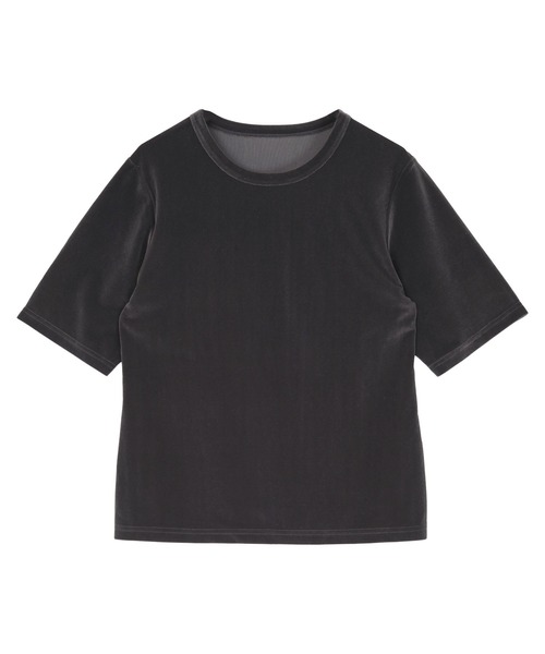 UR'S(ユアーズ)の「ベロアハーフスリーブTシャツ(Tシャツ/カットソー・レディース・チャコール/ダークブラウン/ピンク系その他/アイボリー・S/M/L)」の13枚目の写真