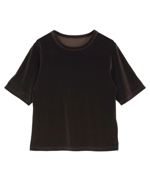 UR'S(ユアーズ)の「ベロアハーフスリーブTシャツ(Tシャツ/カットソー・レディース・チャコール/ダークブラウン/ピンク系その他/アイボリー・S/M/L)」の14枚目の写真