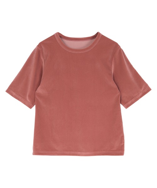 UR'S(ユアーズ)の「ベロアハーフスリーブTシャツ(Tシャツ/カットソー・レディース・チャコール/ダークブラウン/ピンク系その他/アイボリー・S/M/L)」の15枚目の写真