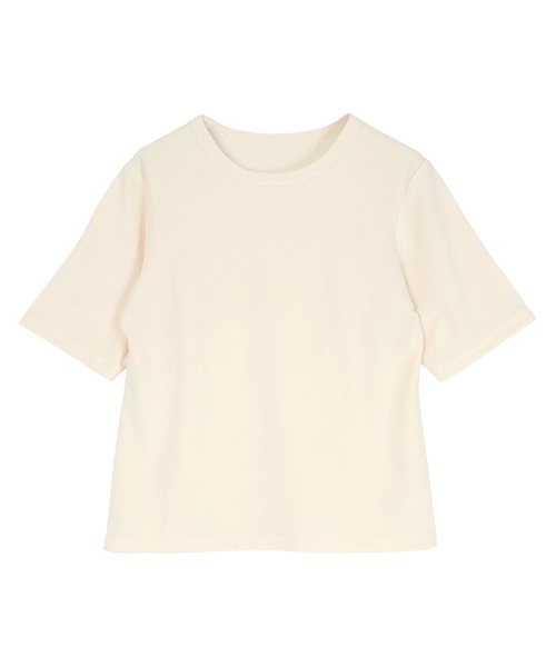 UR'S(ユアーズ)の「ベロアハーフスリーブTシャツ(Tシャツ/カットソー・レディース・チャコール/ダークブラウン/ピンク系その他/アイボリー・S/M/L)」の12枚目の写真