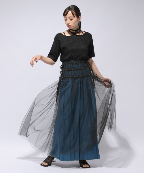 HARE（ハレ）の「マルチWAYシアースカート(HARE)（スカート・レディース・ブラック/グリーン・FREE）」の4枚目の写真