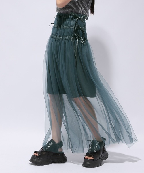 HARE（ハレ）の「マルチWAYシアースカート(HARE)（スカート・レディース・ブラック/グリーン・FREE）」の15枚目の写真