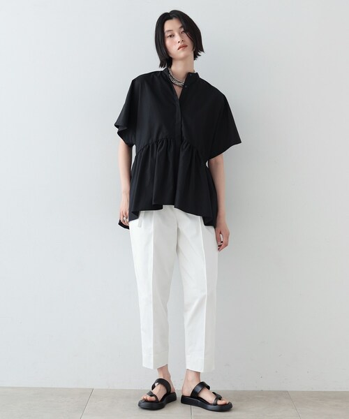 GALLEST（ギャレスト）の「◆スタンドカラーペプラムブラウス（シャツ/ブラウス・レディース・ホワイト/カーキ/オレンジ/ブラック・34/38）」の6枚目の写真