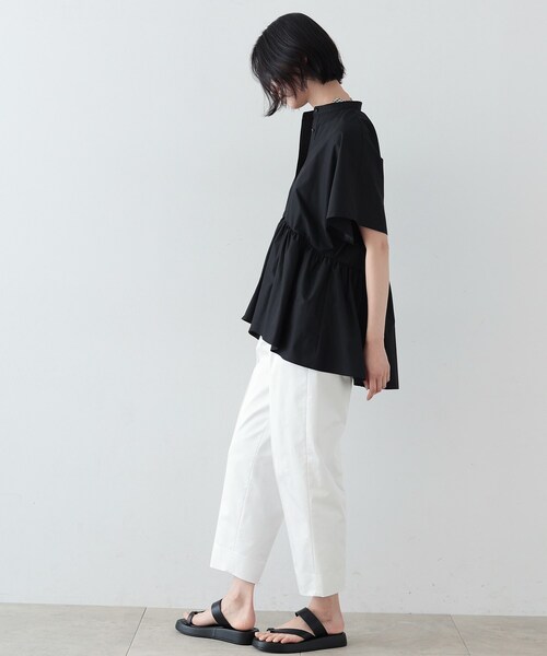 GALLEST（ギャレスト）の「◆スタンドカラーペプラムブラウス（シャツ/ブラウス・レディース・ホワイト/カーキ/オレンジ/ブラック・34/38）」の7枚目の写真